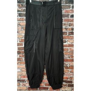 Dolls Kill Cargo‎ Pants Womens S Black Parachute Joggers Grunge Goth POSTER GIRL